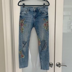 Zara floral denim jeans size 6